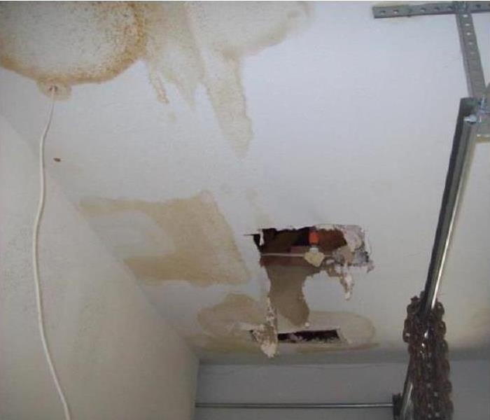 White leaky roof from the storm.